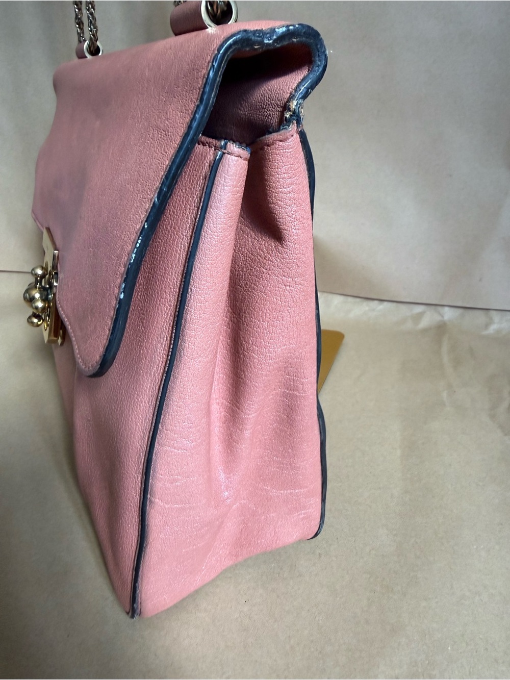 Chloe Coral Orange Leather Large Elsie Shoulder Bag - Picture 6 of 13
